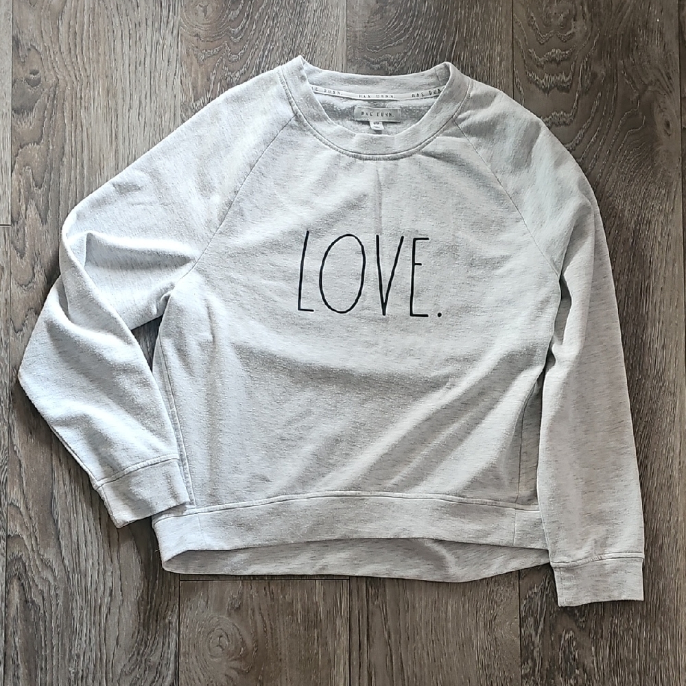 Rae Dunn Light Gray LOVE Sweater
